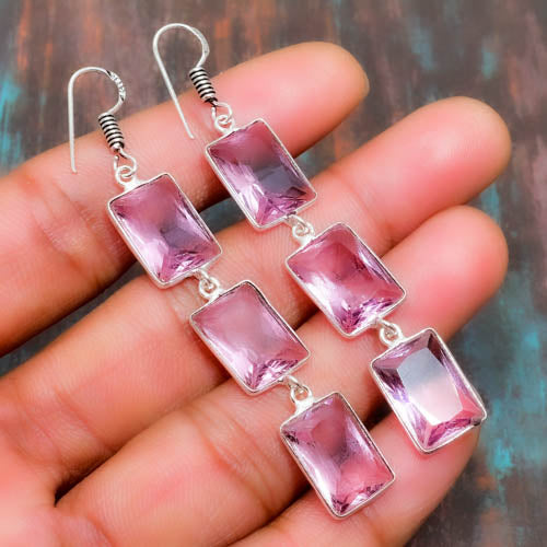 Aurelia’s Cascade – Silver Amethyst Earrings