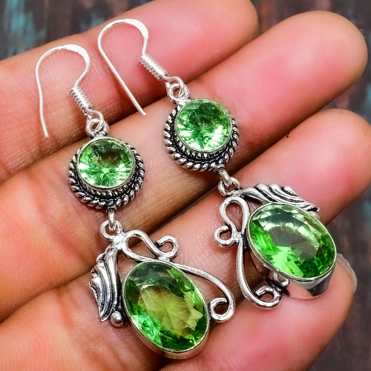 Gaia’s Glow – Sterling Silver Peridot Earrings