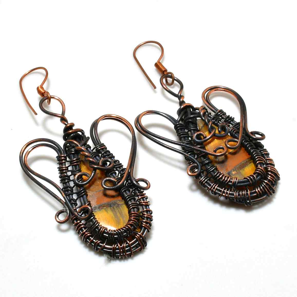 Ember’s Eye – Tiger’s Eye Copper Earrings