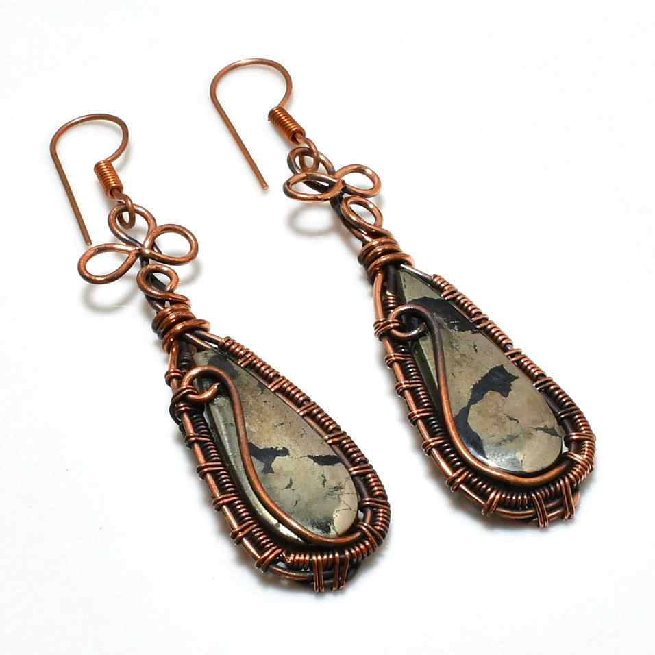 Echoing Earth – Copper-Wrapped Gemstone Earrings