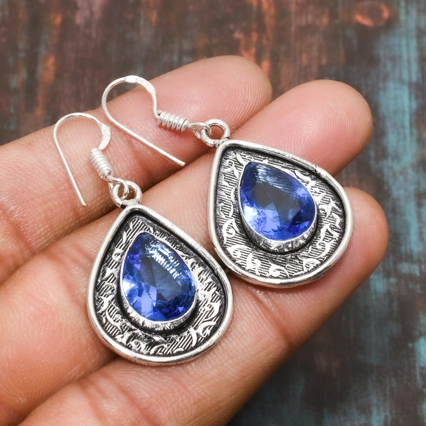 Azure Serenity – Sterling Silver Blue Gemstone Earrings