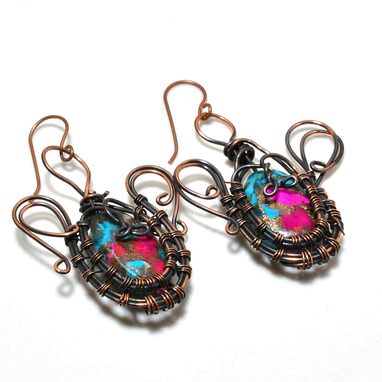 Aurora’s Muse – Artisan Copper Gem Earrings