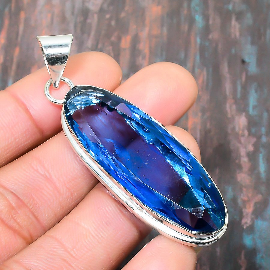 Azure Essence – Blue Topaz Sterling Silver Pendant