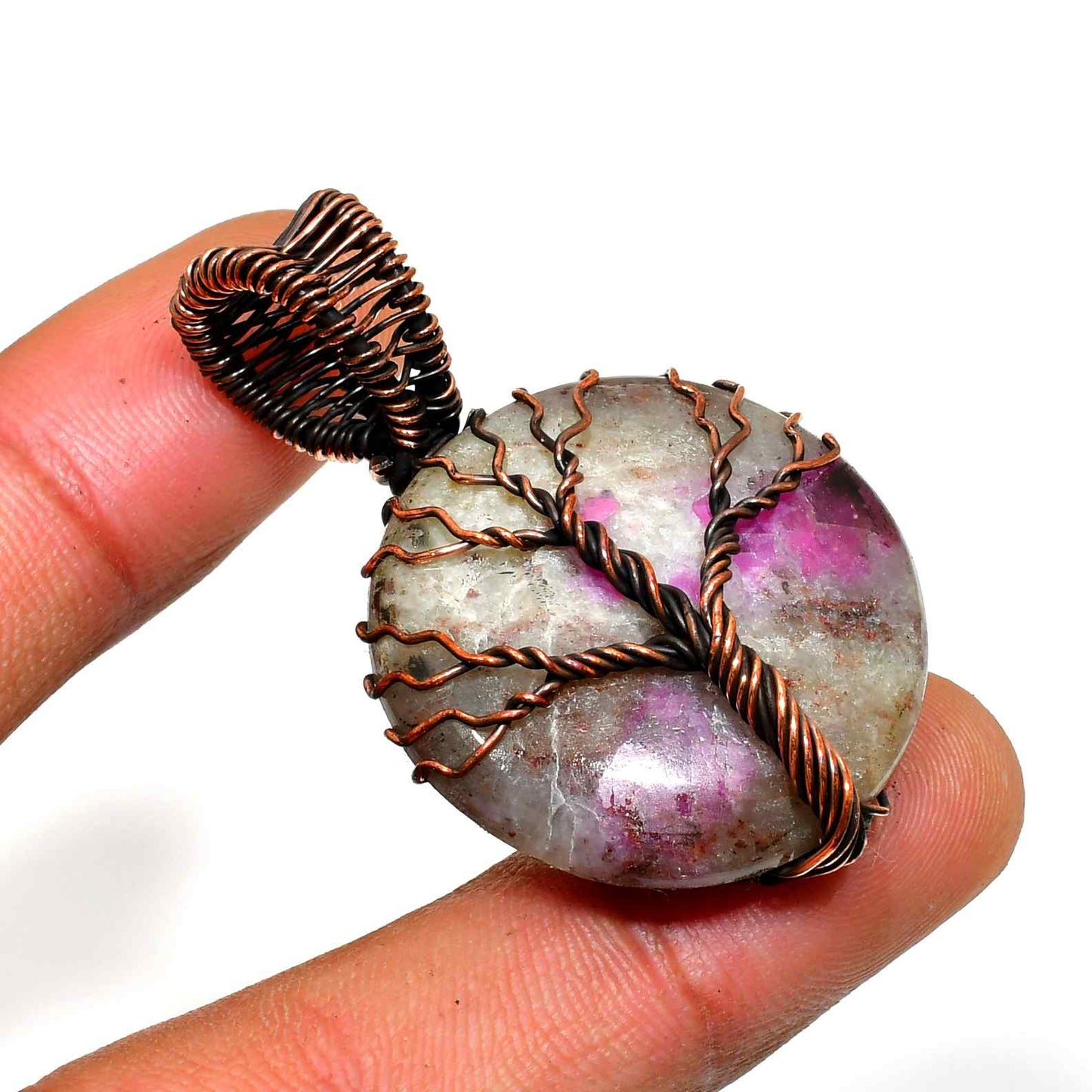 Ezra’s Veil – Oxidized Copper & Amethyst Pendant