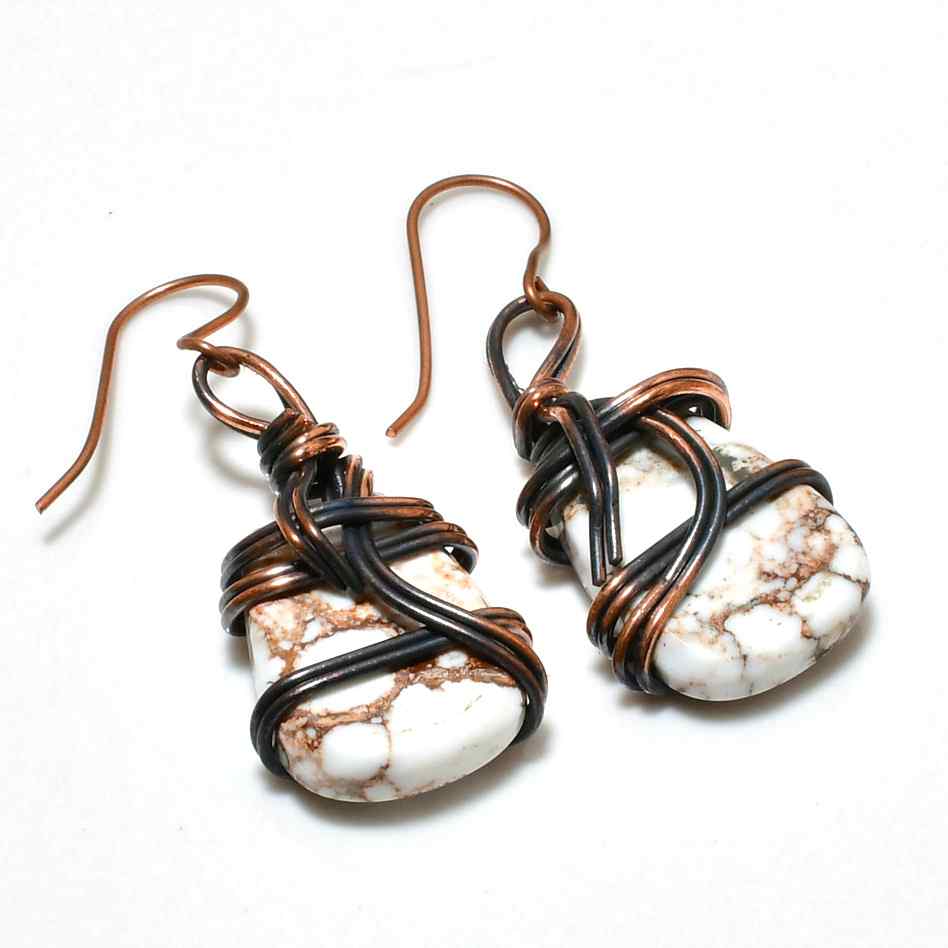 Tranquil Tide – Howlite Copper Earrings