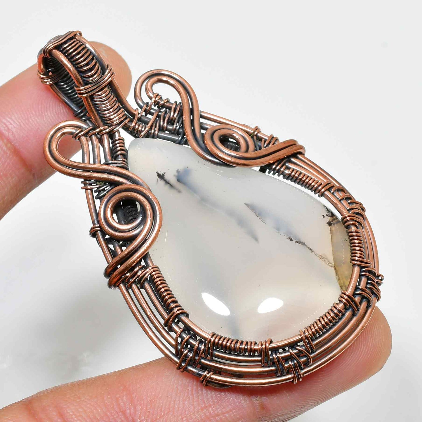 Moonlit Harmony – Agate & Copper Pendant