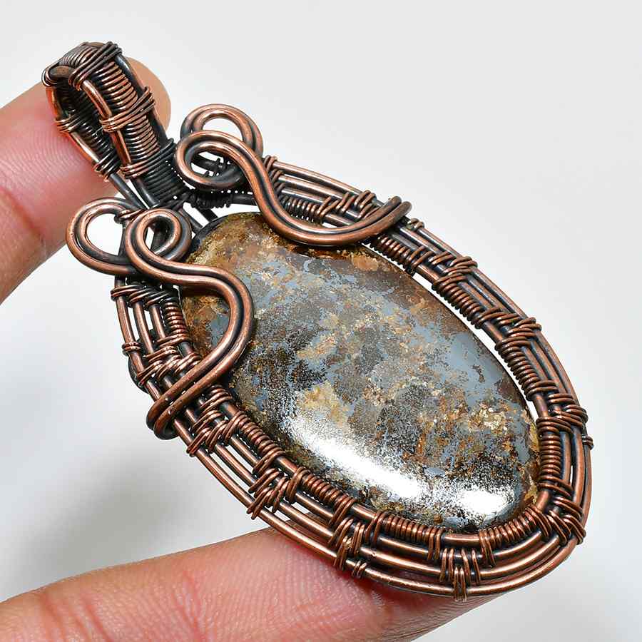 Gaia’s Heart – Oxidized Copper & Natural Stone Pendant