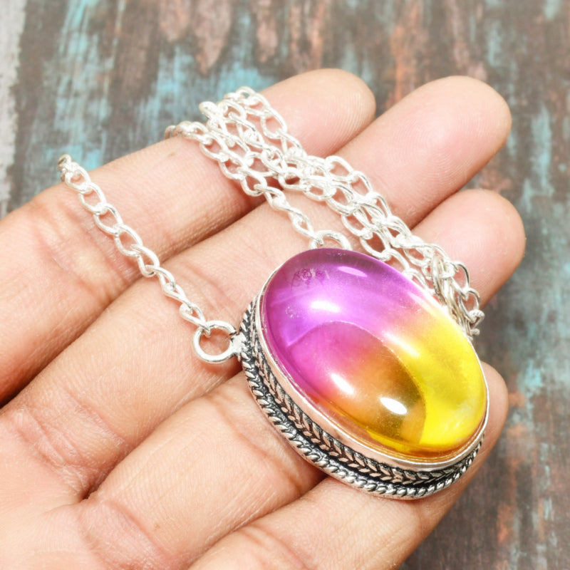 Sunset Harmony – Purple Gold Gemstone Necklace