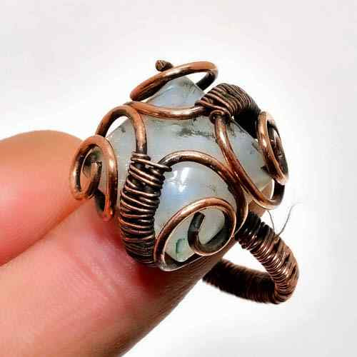 Luna’s Embrace – Oxidized Copper Moonstone Ring
