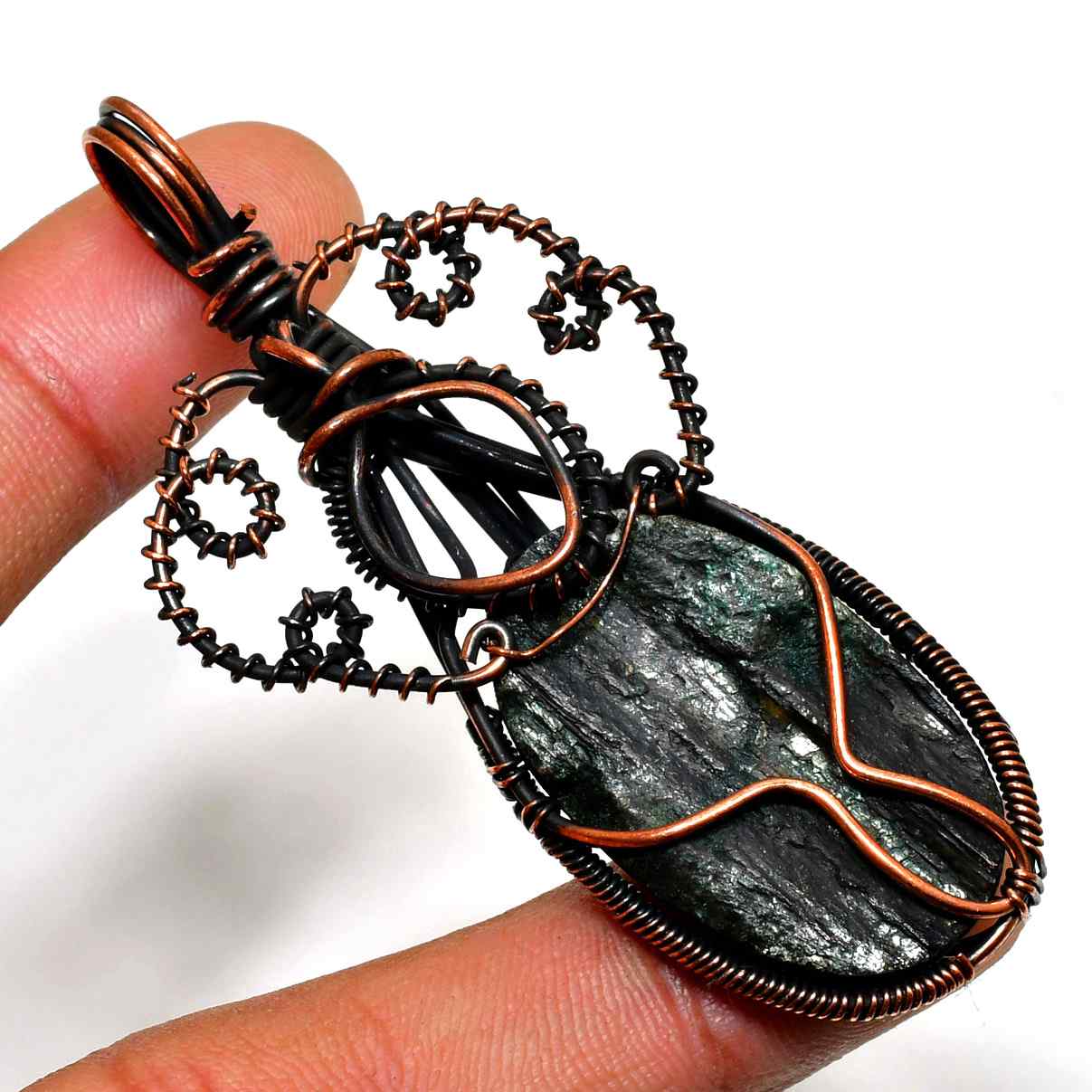 Gaia’s Embrace – Raw Stone & Copper Pendant