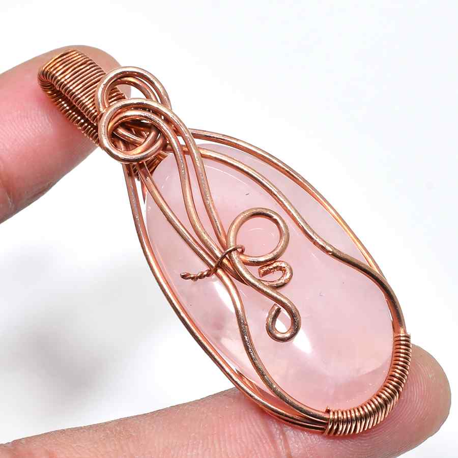 Heart’s Embrace – Rose Quartz Copper Pendant