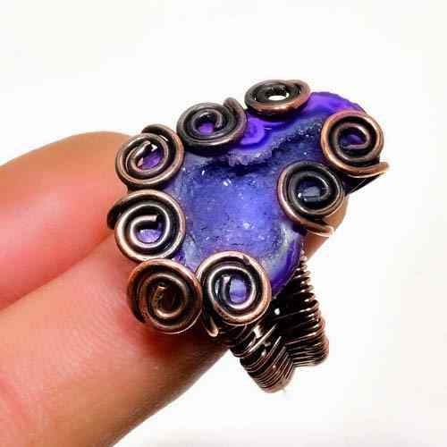 Ethereal Shield – Amethyst & Oxidized Copper Ring