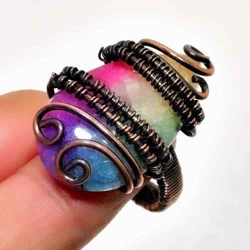 Chroma Bliss – Rainbow Fluorite Copper Ring
