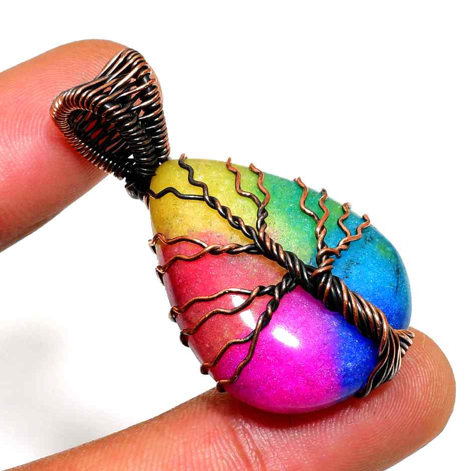 Aurora’s Prism – Rainbow Quartz Copper Pendant