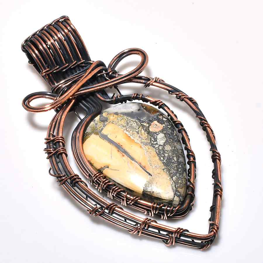 Sunlit Roots – Yellow Jasper Copper Pendant