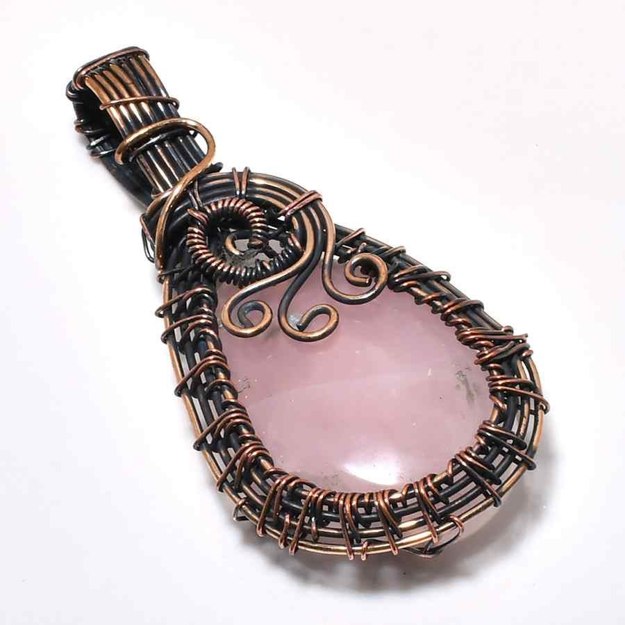 Ezra’s Veil – Rose Quartz Copper Pendant