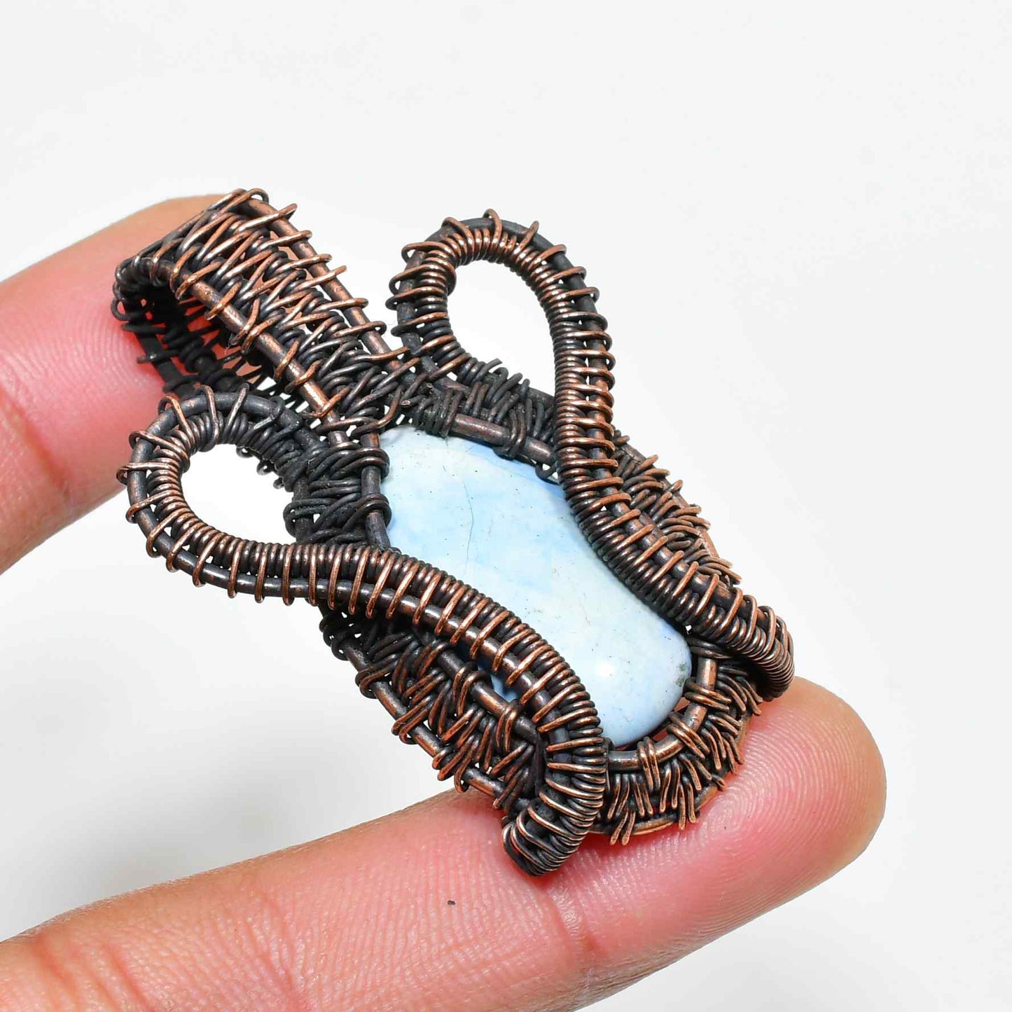 Ezra’s Veil – Blue Stone & Copper Pendant