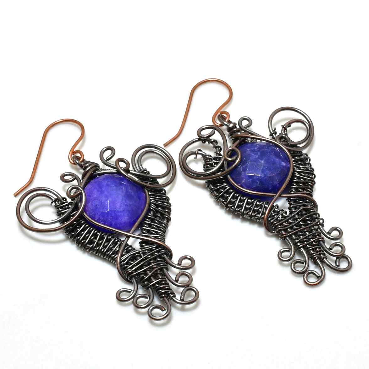Serenity’s Embrace – Amethyst Copper Wire Earrings