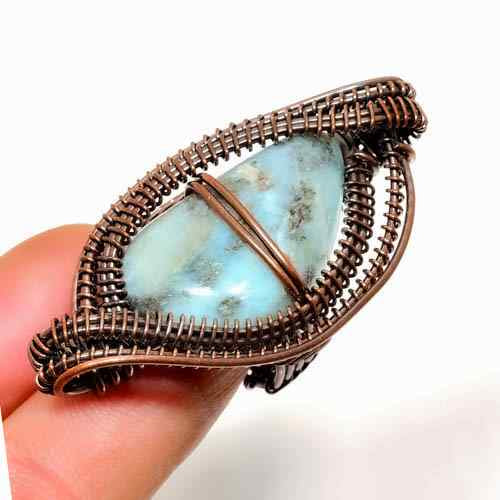 Ocean’s Embrace – Larimar Brass Pendant