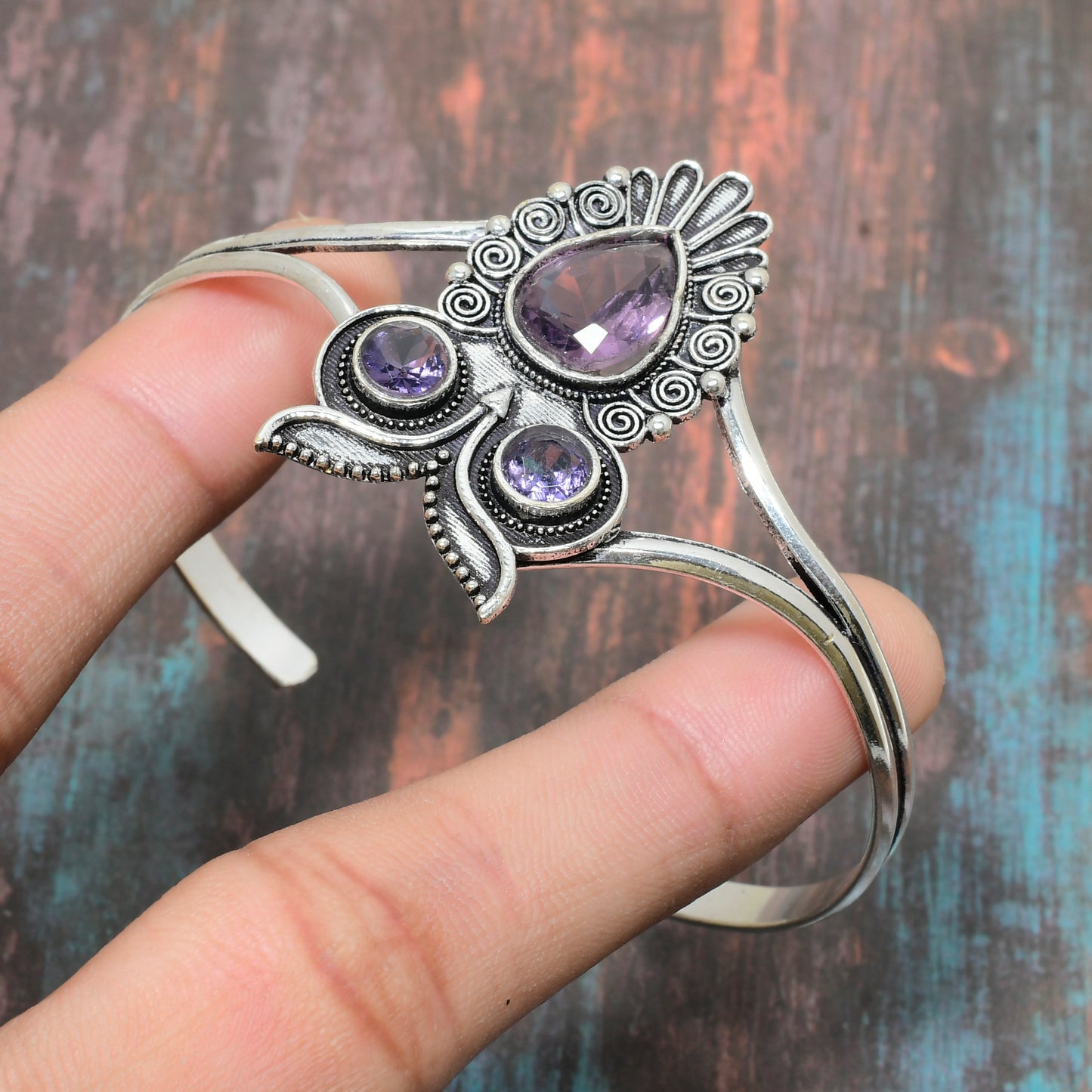 Luna’s Flutter – Amethyst Butterfly Cuff