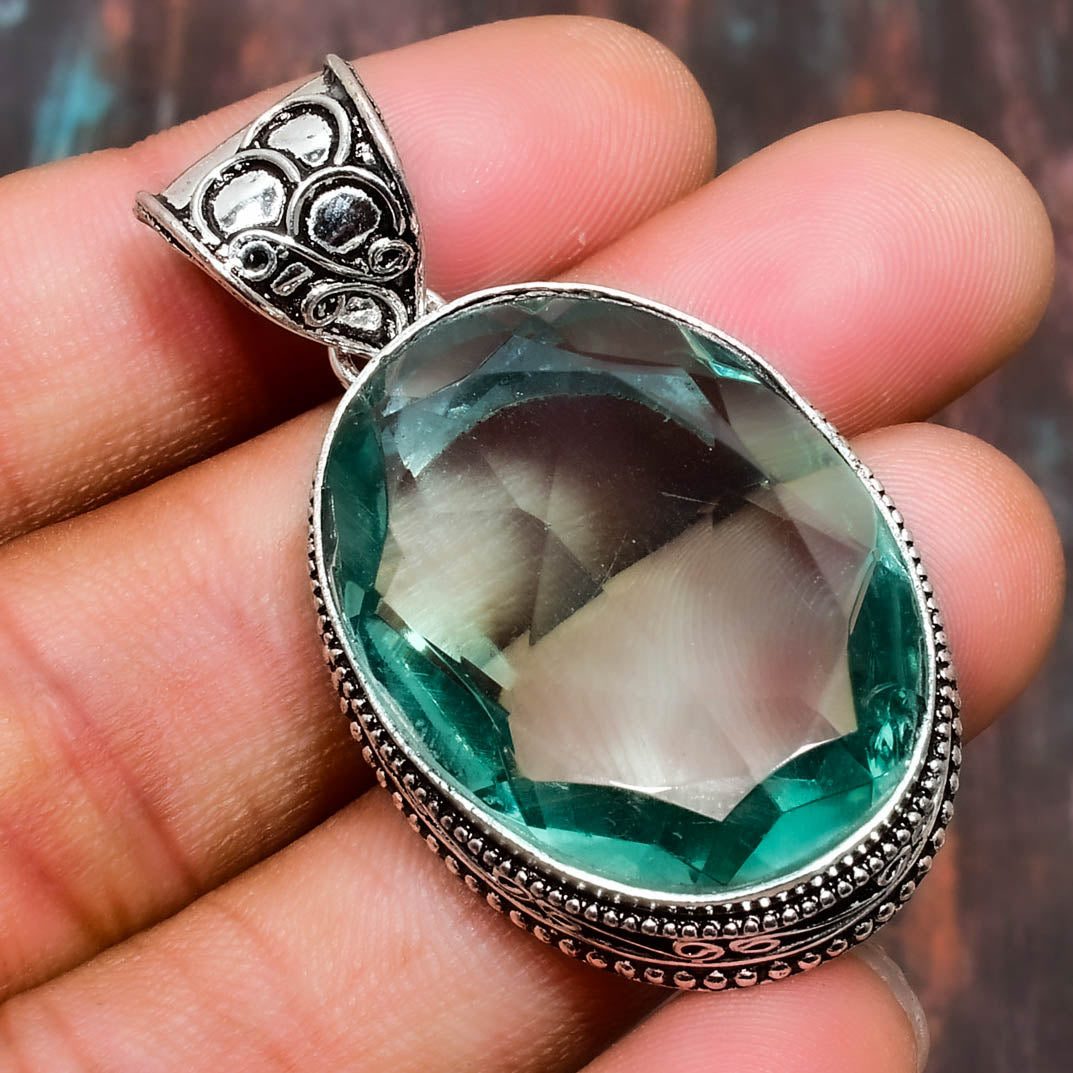Moonlit Oasis – Fluorite & Silver Pendant