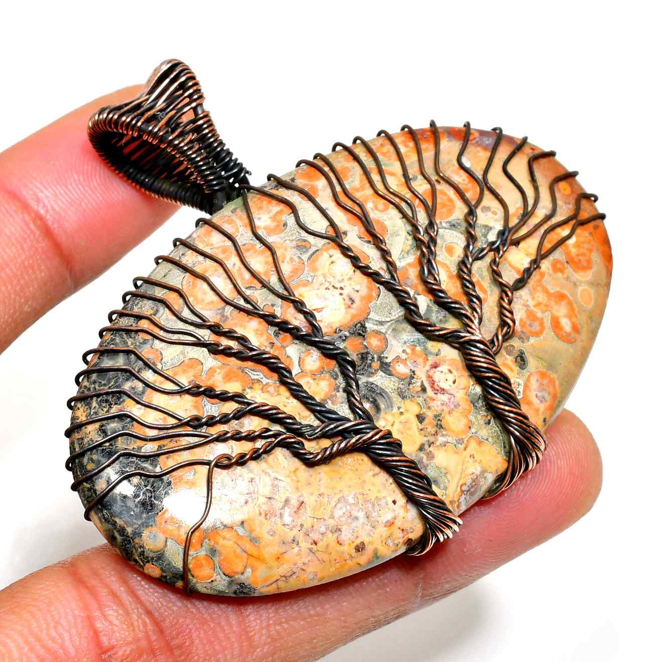 Nature’s Embrace – Hand-Wrapped Jasper & Oxidized Copper Pendant