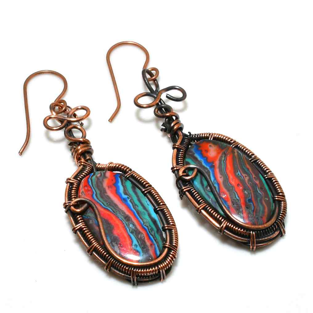 Gaia’s Embrace – Dendritic Agate Copper Earrings