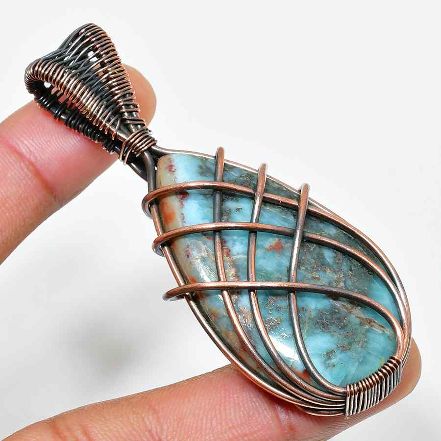 Ocean’s Embrace – Larimar & Antique Copper Pendant