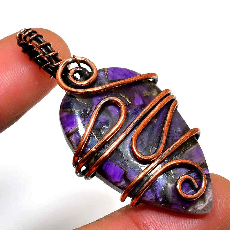 Ezra’s Veil – Handwrapped Amethyst Copper Pendant