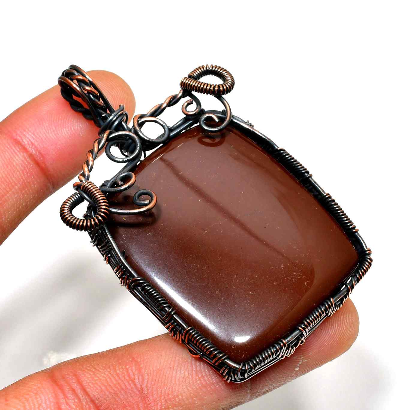 Chocolate Dreams – Brown Jasper Copper Pendant