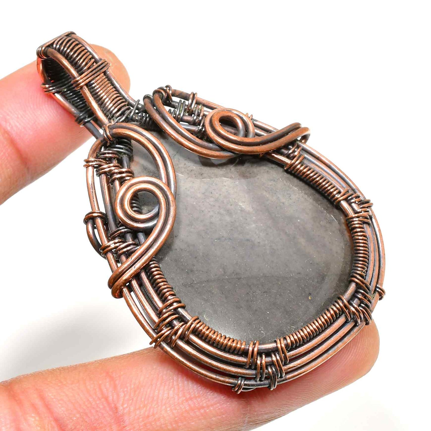 Ember’s Grace – Opaque Gemstone & Copper Pendant