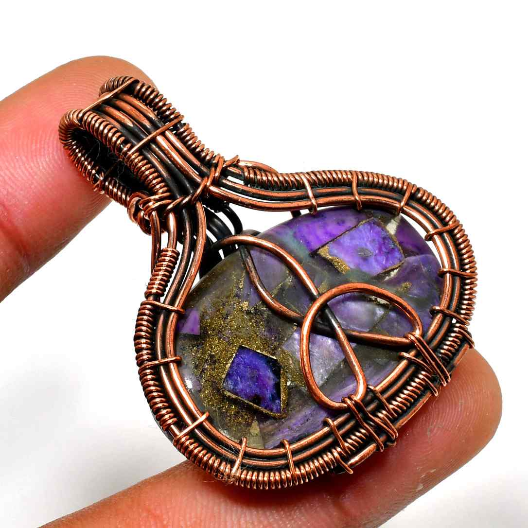 Ezra’s Veil – Amethyst & Oxidized Copper Pendant