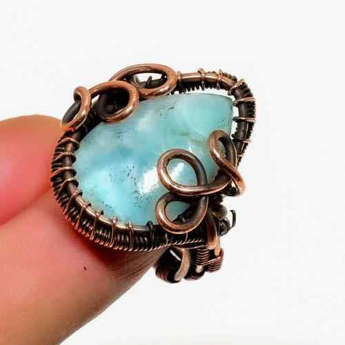 Sea’s Embrace – Aquamarine & Antique Copper Ring