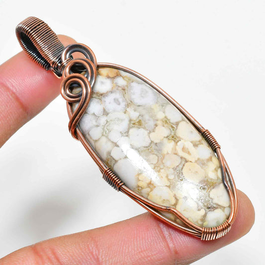 Gaia’s Solace – Copper-Wrapped Natural Stone Pendant