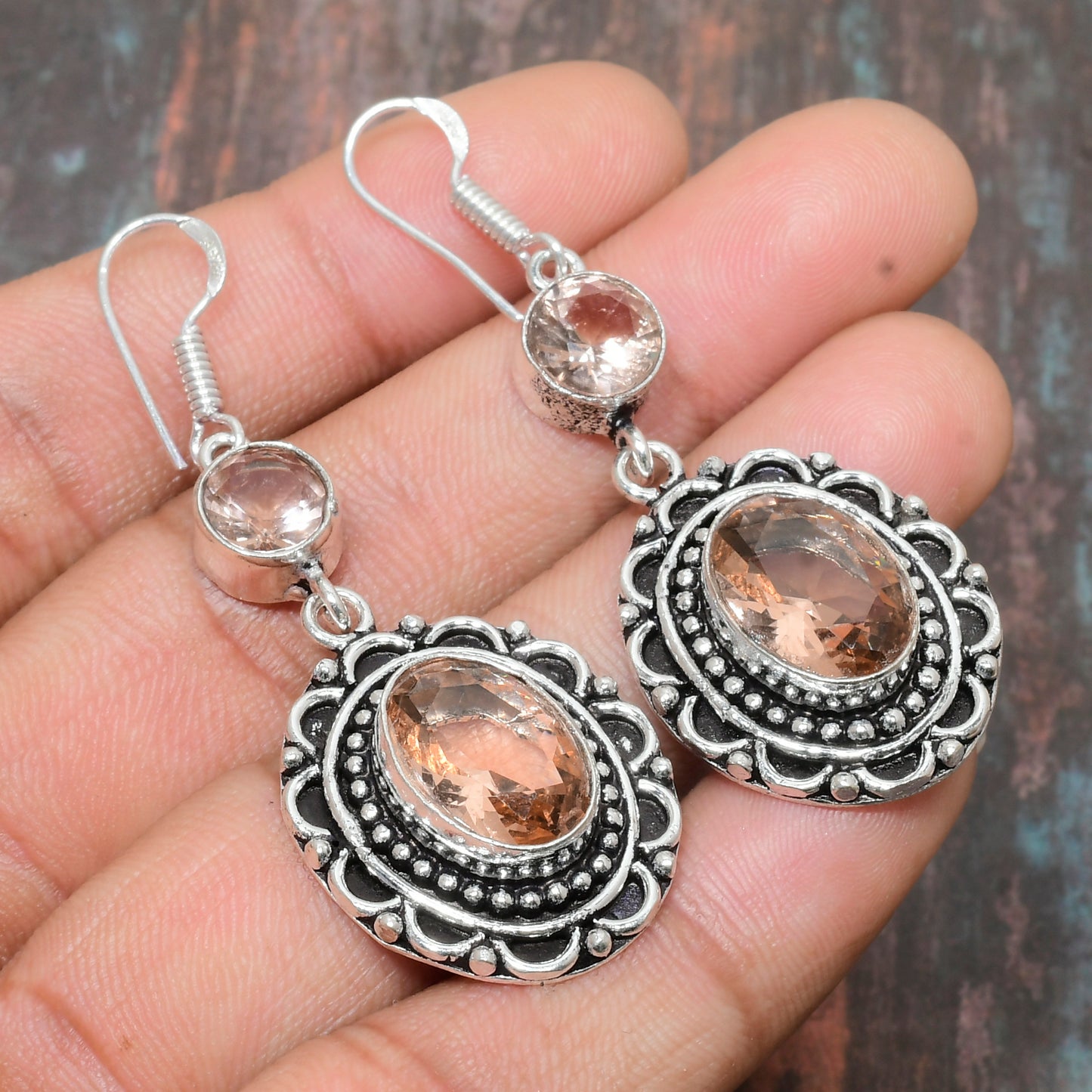 Rose Quartz Bliss – Silver Harmony Earrings