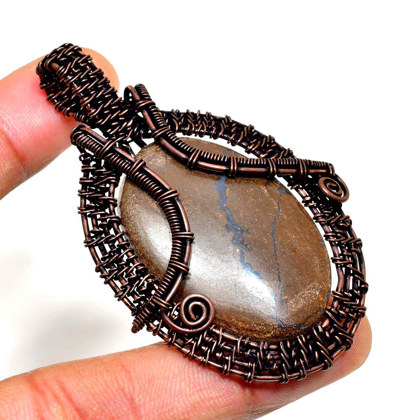 Gaia’s Embrace – Copper-Wrapped Stone Pendant