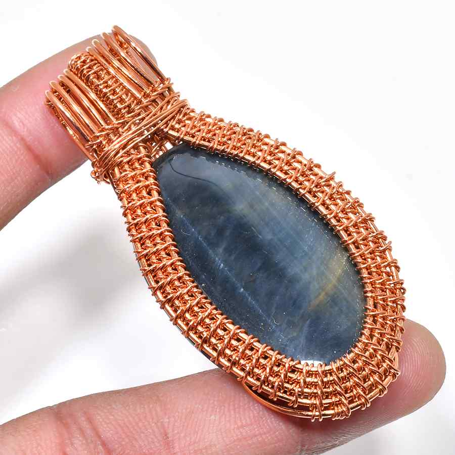 Luna’s Glow – Natural Stone Copper Pendant