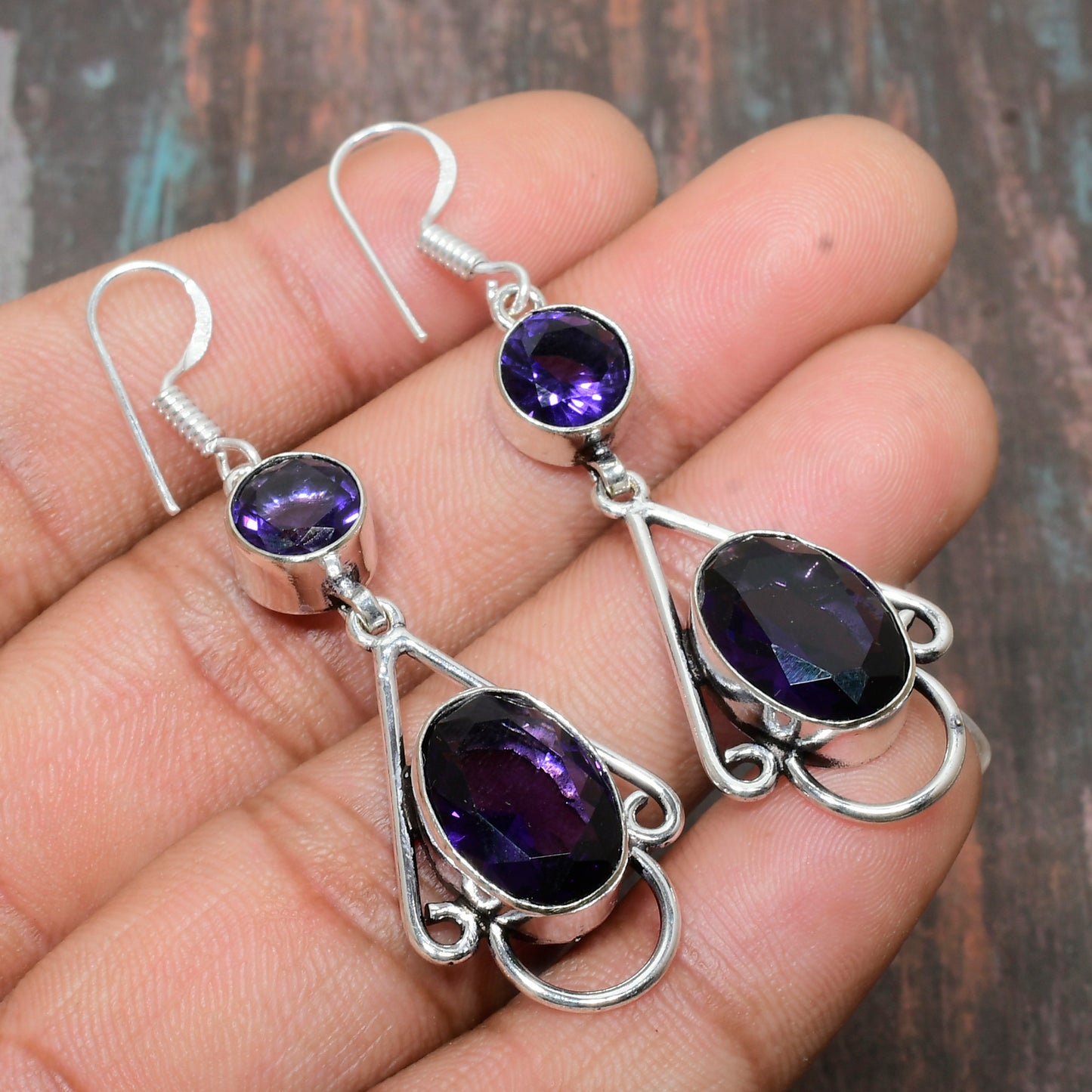 Tranquil Whisper – Amethyst Silver Drop Earrings