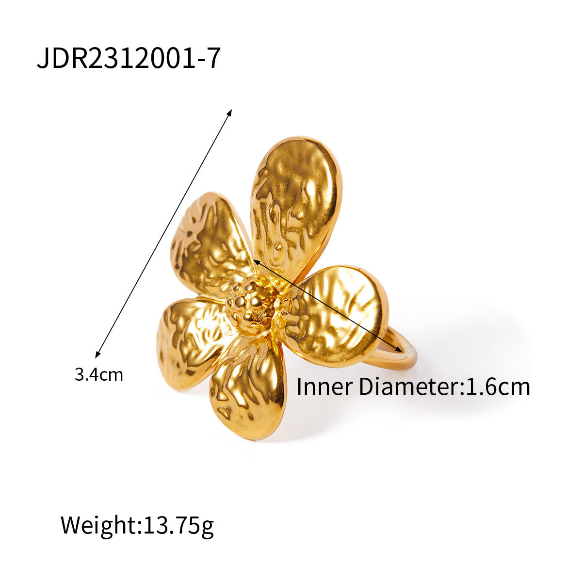 French Retro Solid Gold Flower Earrings