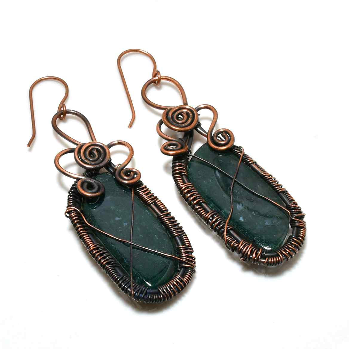 Gaia’s Embrace – Jade & Copper Earrings