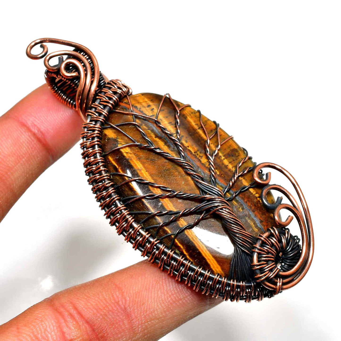 Ember’s Heart – Tiger’s Eye Copper Pendant