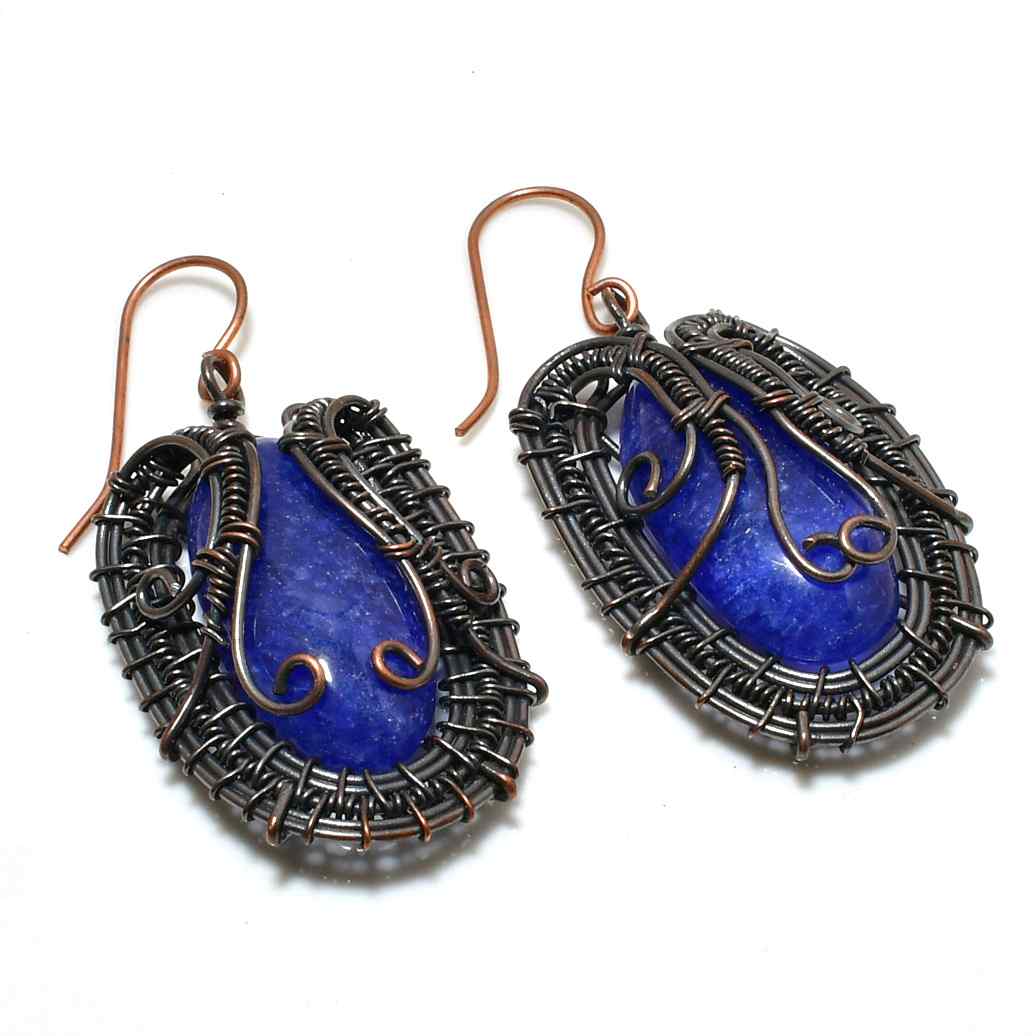 Lucid Depths – Lapis Lazuli Copper Earrings