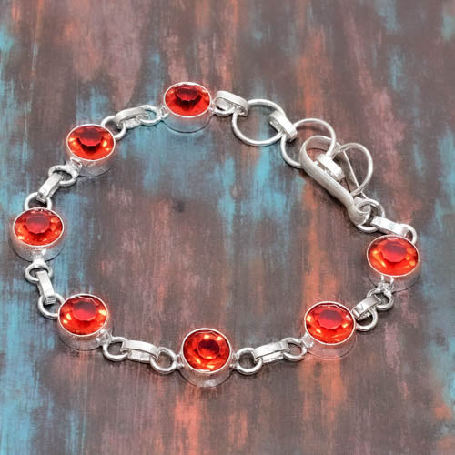 Ember’s Embrace – Sterling Silver Garnet Bracelet