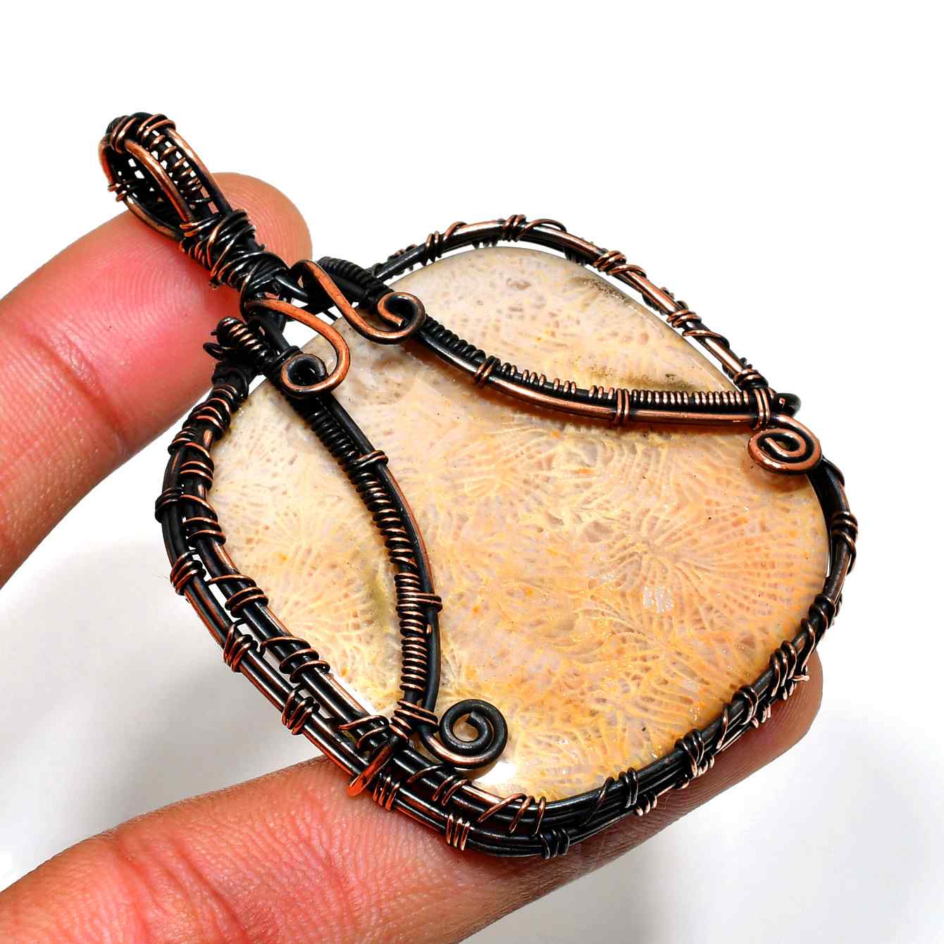 Gaia’s Whisper – Copper-Wrapped Natural Stone Pendant