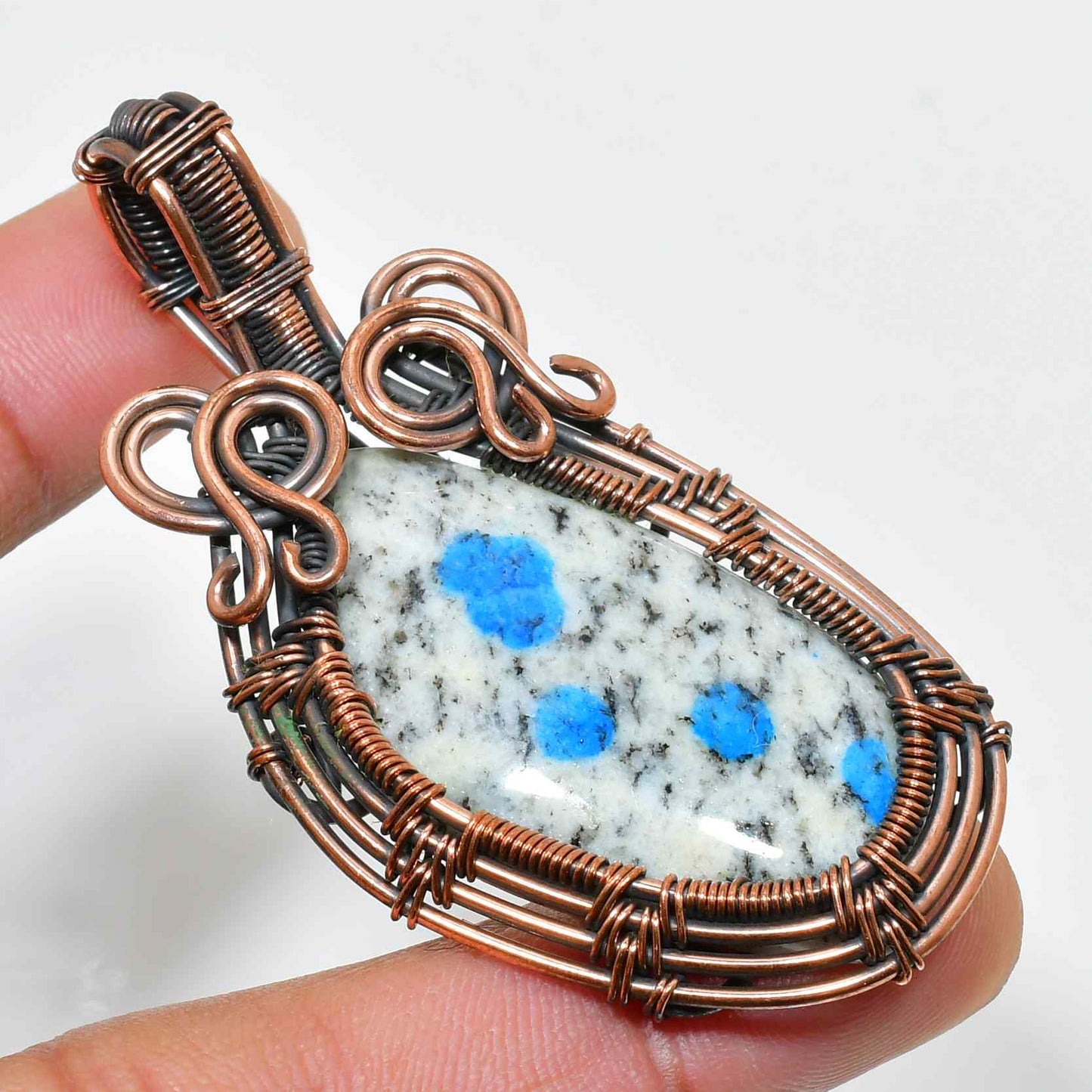 Luna’s Clarity – Azurite & Copper Pendant