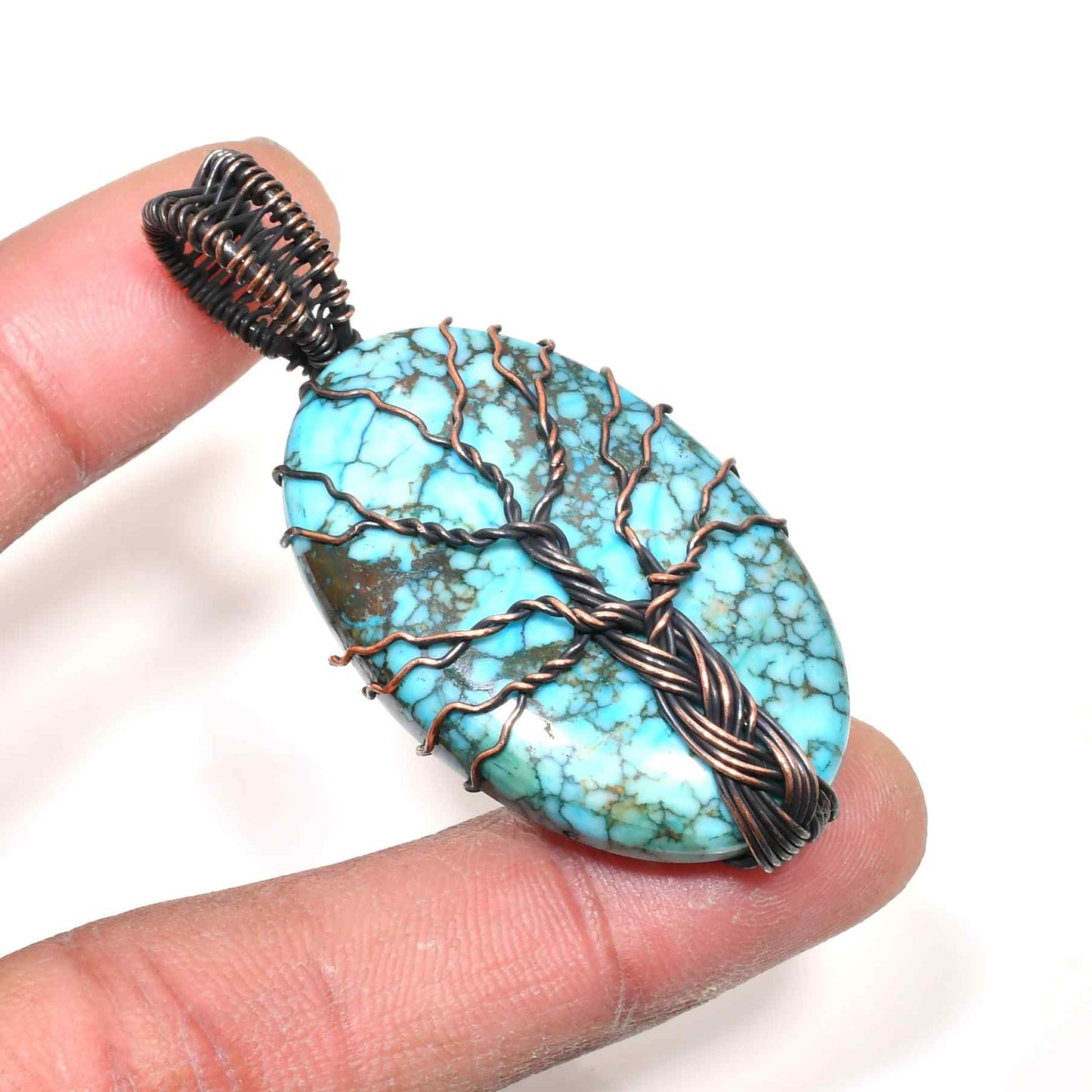Gaia’s Embrace – Turquoise Tree of Life Pendant
