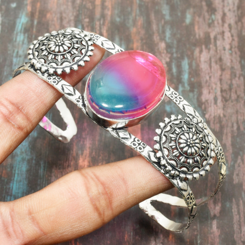 Aurora Muse – Rainbow Aura Quartz Cuff