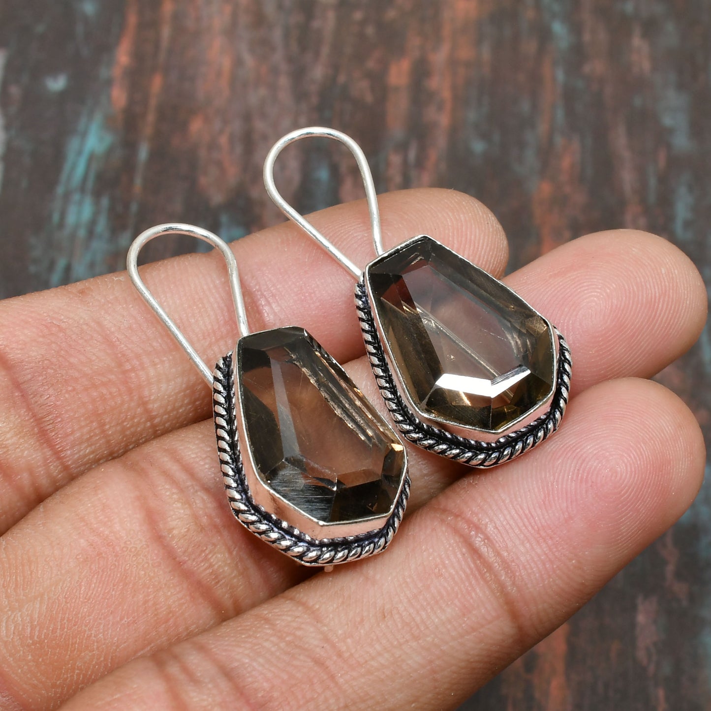 Ember’s Embrace – Smoky Quartz Silver Earrings