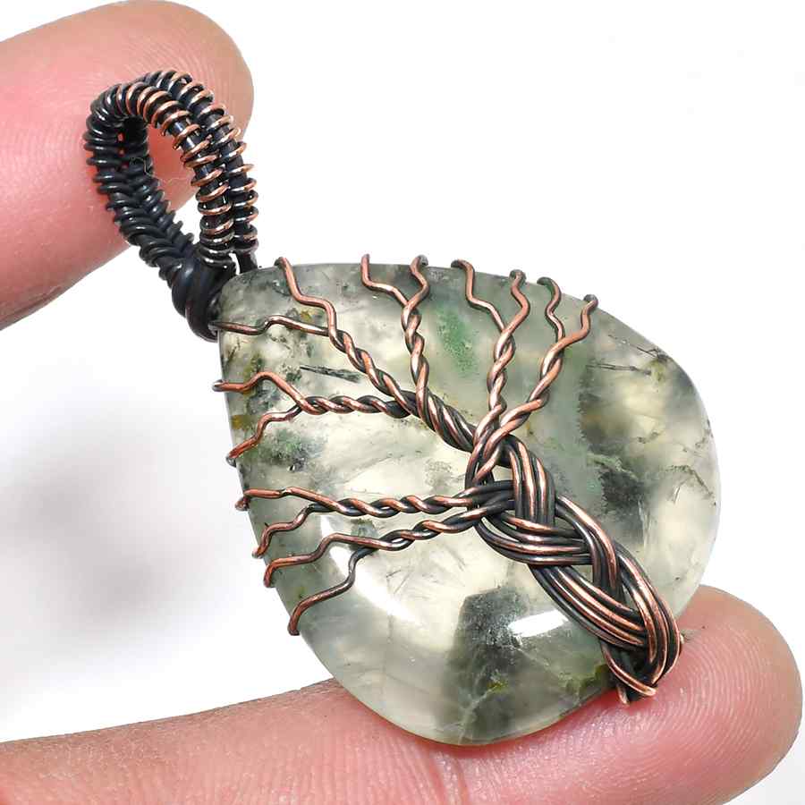 Gaia’s Embrace – Green Fluorite Tree of Life Pendant