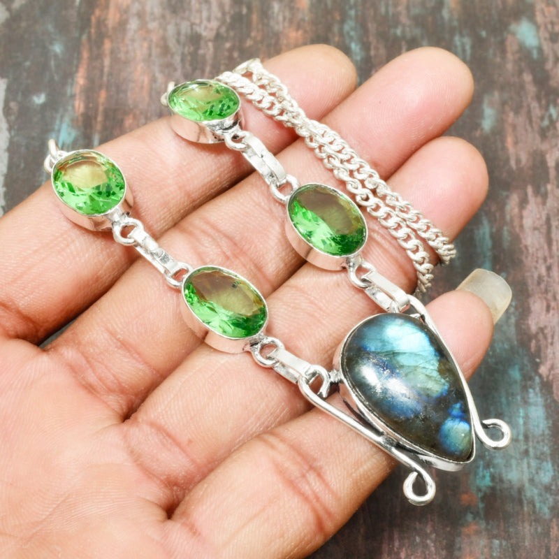 Emerald Whisper – Peridot & Labradorite Necklace